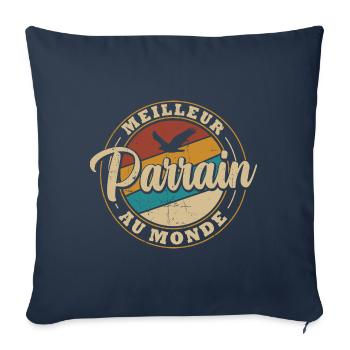 Meilleur parrain au monde - Housse de coussin décorative 45 x 45 cm - bleu marine - Devant