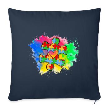 Autism Puzzle - Sofa pillowcase 17,3'' x 17,3'' (45 x 45 cm) - navy - Front