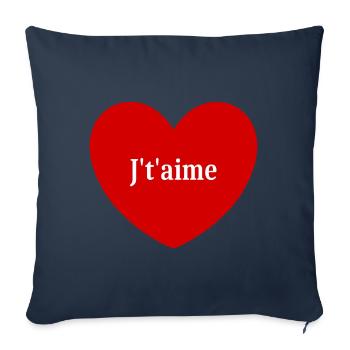 cœur rouge St. Valentin - Housse de coussin décorative 45 x 45 cm - bleu marine - Devant