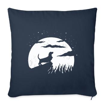 Basset Hound - Housse de coussin décorative 45 x 45 cm - bleu marine - Devant