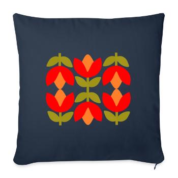 Années 70 Fleur Motif Rétro Hippie Fleurs Puissance - Housse de coussin décorative 45 x 45 cm - bleu marine - Devant