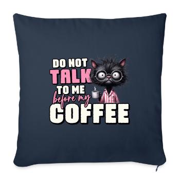 Morning grouch cat with coffee - Sofa pillowcase 17,3'' x 17,3'' (45 x 45 cm) - navy - Front