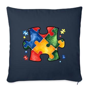 Autism Puzzle - Sofa pillowcase 17,3'' x 17,3'' (45 x 45 cm) - navy - Front