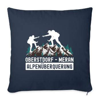 Traversée des Alpes Sentier de randonnée longue distance Oberstdorf Merano E5 - Housse de coussin décorative 45 x 45 cm - bleu marine - Devant