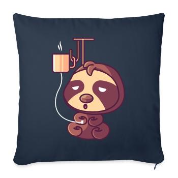 Sloth with a coffee drip - Sofa pillowcase 17,3'' x 17,3'' (45 x 45 cm) - navy - Front