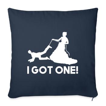 J'en ai un, cadeau de mariage mariée marié - Housse de coussin décorative 45 x 45 cm - bleu marine - Devant