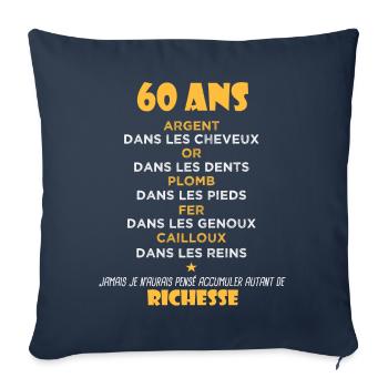 60 Ans Cadeau d anniversaire Drôle Cadeau 60 ans - Housse de coussin décorative 45 x 45 cm - bleu marine - Devant