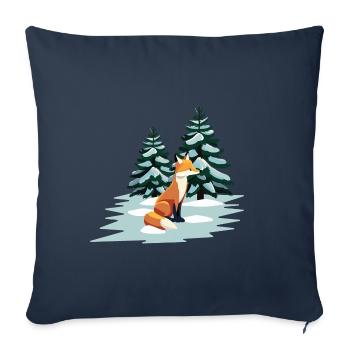 Fuchs im Schnee - Sofakissenbezug 45 x 45 cm - Navy - Vorne
