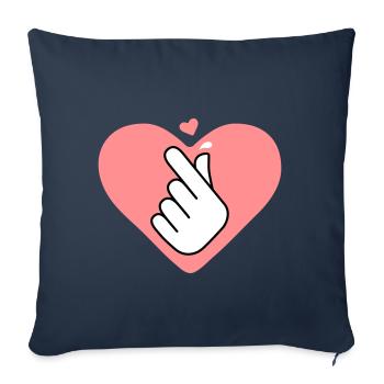 K-pop symbole de la main avec le cœur rose - Housse de coussin décorative 45 x 45 cm - bleu marine - Devant