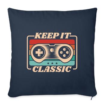 Retro Zocker Sprüche Gaming Geschenk - Sofakissenbezug 45 x 45 cm - Navy - Vorne