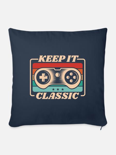 Retro Zocker Sprüche Gaming Geschenk - Sofakissenbezug 45 x 45 cm - Navy