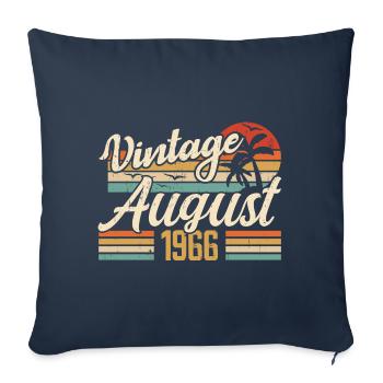 Août 1966 Anniversaire 1966 - Cadeau Légendes Août - Housse de coussin décorative 45 x 45 cm - bleu marine - Devant
