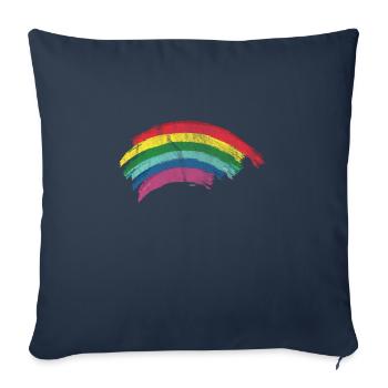 En détresse Rainbow LGBT Hommes Femmes World Peace - Housse de coussin décorative 45 x 45 cm - bleu marine - Devant