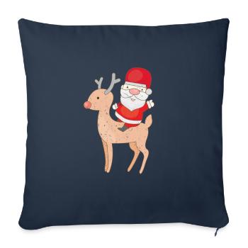 Santa Riding On Rudolph Reindeer Xmas Christmas - Sofa pillowcase 17,3'' x 17,3'' (45 x 45 cm) - navy - Front