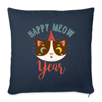 Bonne année 2019 Réveillon du Nouvel An Chat - Housse de coussin décorative 45 x 45 cm - bleu marine - Devant