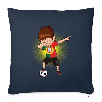 Football Portugais Portugal Footballeur - Housse de coussin décorative 45 x 45 cm - bleu marine - Devant