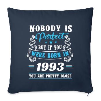 Né en 1993 assez proche de la perfection - Housse de coussin décorative 45 x 45 cm - bleu marine - Devant
