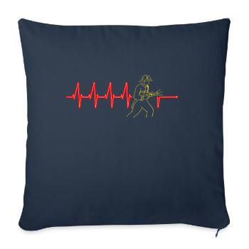 Pompier, battement de coeur, pompier - Housse de coussin décorative 45 x 45 cm - bleu marine - Devant