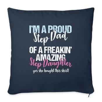 Beau-père Je suis fier de mon père - Housse de coussin décorative 45 x 45 cm - bleu marine - Devant