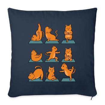 Cadeau de gymnastique yoga pour chats avec chats drôles - Housse de coussin décorative 45 x 45 cm - bleu marine - Devant
