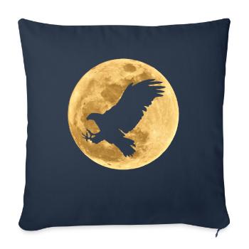 L’aigle dans la lune pleine lune - Housse de coussin décorative 45 x 45 cm - bleu marine - Devant