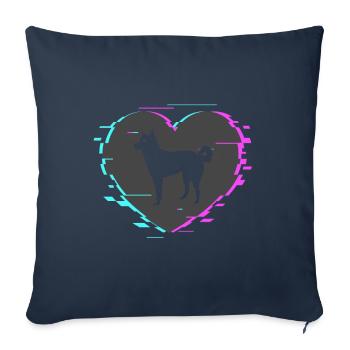 Canaan chien dans le coeur avec look rétro - Housse de coussin décorative 45 x 45 cm - bleu marine - Devant