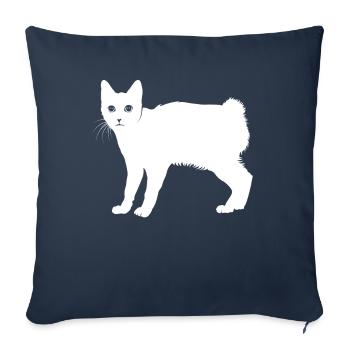 Bobtail japonais - Housse de coussin décorative 45 x 45 cm - bleu marine - Devant