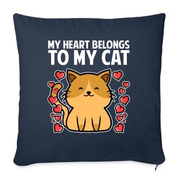 Les amoureux des chats - Housse de coussin décorative 45 x 45 cm - bleu marine - Devant