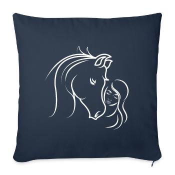 Tête de cheval cavalier - Housse de coussin décorative 45 x 45 cm - bleu marine - Devant