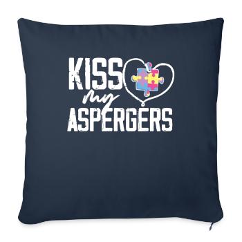 Kiss My Aspergers Enseignant accéléré de sensibilisation à l'autisme - Housse de coussin décorative 45 x 45 cm - bleu marine - Devant