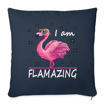 Lustiger Flamingo ich bin Flamazing - Sofakissenbezug 45 x 45 cm - Navy - Vorne