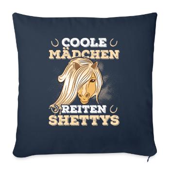 Shetlandpony Pony Shetty Reiter Pferd - Sofakissenbezug 45 x 45 cm - Navy - Vorne