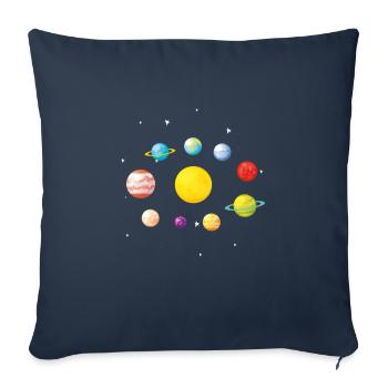 planètes J'aime ma planète Space Galaxy - Housse de coussin décorative 45 x 45 cm - bleu marine - Devant
