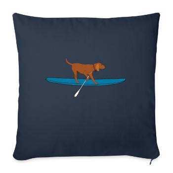 SUP DOG Stand Up Paddling Hund auf Supboard - Sofakissenbezug 45 x 45 cm - Navy - Vorne