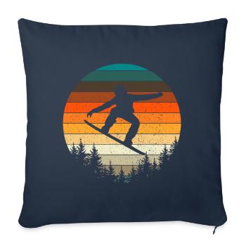 Vintage Snowboard Snowboarder - Housse de coussin décorative 45 x 45 cm - bleu marine - Devant