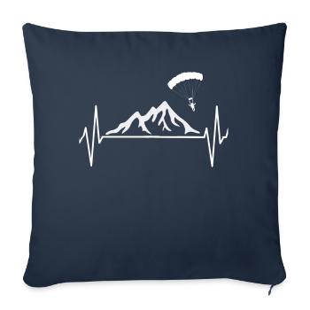 Parapente Parapente Montagnes EKG Cadeau - Housse de coussin décorative 45 x 45 cm - bleu marine - Devant