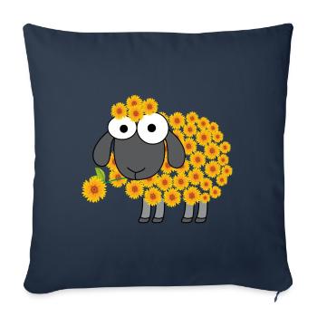 Conception de fleur de mouton pour un amoureux des moutons - Housse de coussin décorative 45 x 45 cm - bleu marine - Devant