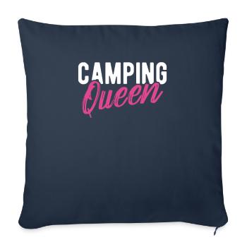 Camping-car drôle camping motif dictons de campeur - Housse de coussin décorative 45 x 45 cm - bleu marine - Devant