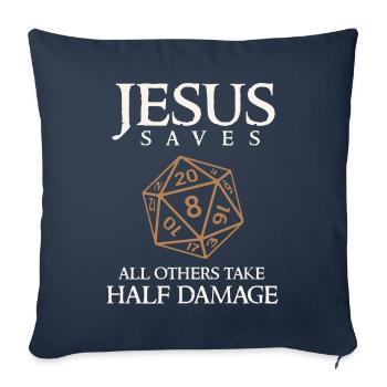Jeu de rôle que Jésus sauve, dés RPG - Housse de coussin décorative 45 x 45 cm - bleu marine - Devant