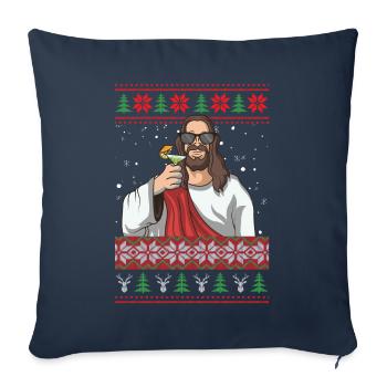 Jesus Ugly Christmas Sweater - Sofa pillowcase 17,3'' x 17,3'' (45 x 45 cm) - navy - Front