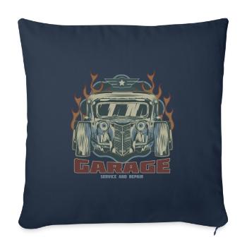 Hotrod Garage Cars Vintage Retro American Hot Rod - Housse de coussin décorative 45 x 45 cm - bleu marine - Devant