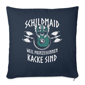 Schildmaid, Vikinger Frau, Vikinger, Nordfrau - Sofakissenbezug 45 x 45 cm - Navy - Vorne