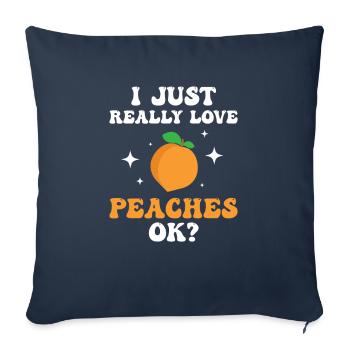 Ich liebe Pfirsiche! Peach - Sofakissenbezug 45 x 45 cm - Navy - Vorne