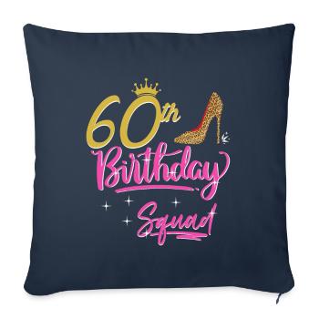 60 ans femmes 60 ans cadeau - Housse de coussin décorative 45 x 45 cm - bleu marine - Devant