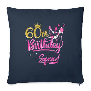 60 ans femmes 60 ans cadeau - Housse de coussin décorative 45 x 45 cm - bleu marine - Devant