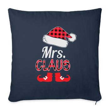 Mme Claus Cadeau pyjama de Noël - Housse de coussin décorative 45 x 45 cm - bleu marine - Devant