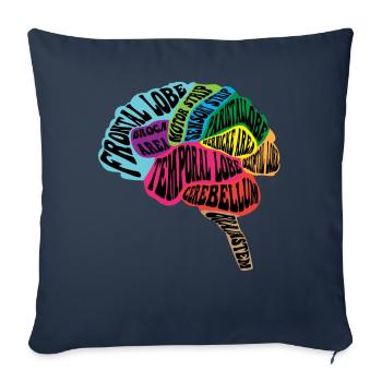 Carte du cerveau du neurologue - Housse de coussin décorative 45 x 45 cm - bleu marine - Devant