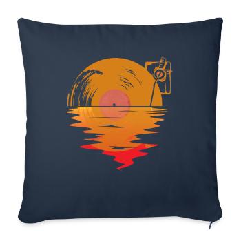 Disque vinyle Sunrise, Audiophiles - Housse de coussin décorative 45 x 45 cm - bleu marine - Devant