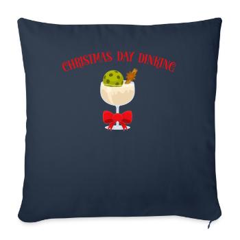 Jour Dinking Eggnog Glass Pickleball Noël - Housse de coussin décorative 45 x 45 cm - bleu marine - Devant