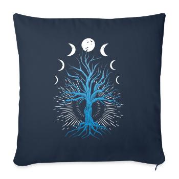 Phases de lune Sorcellerie-Sorcière Arbre de Vie - Housse de coussin décorative 45 x 45 cm - bleu marine - Devant